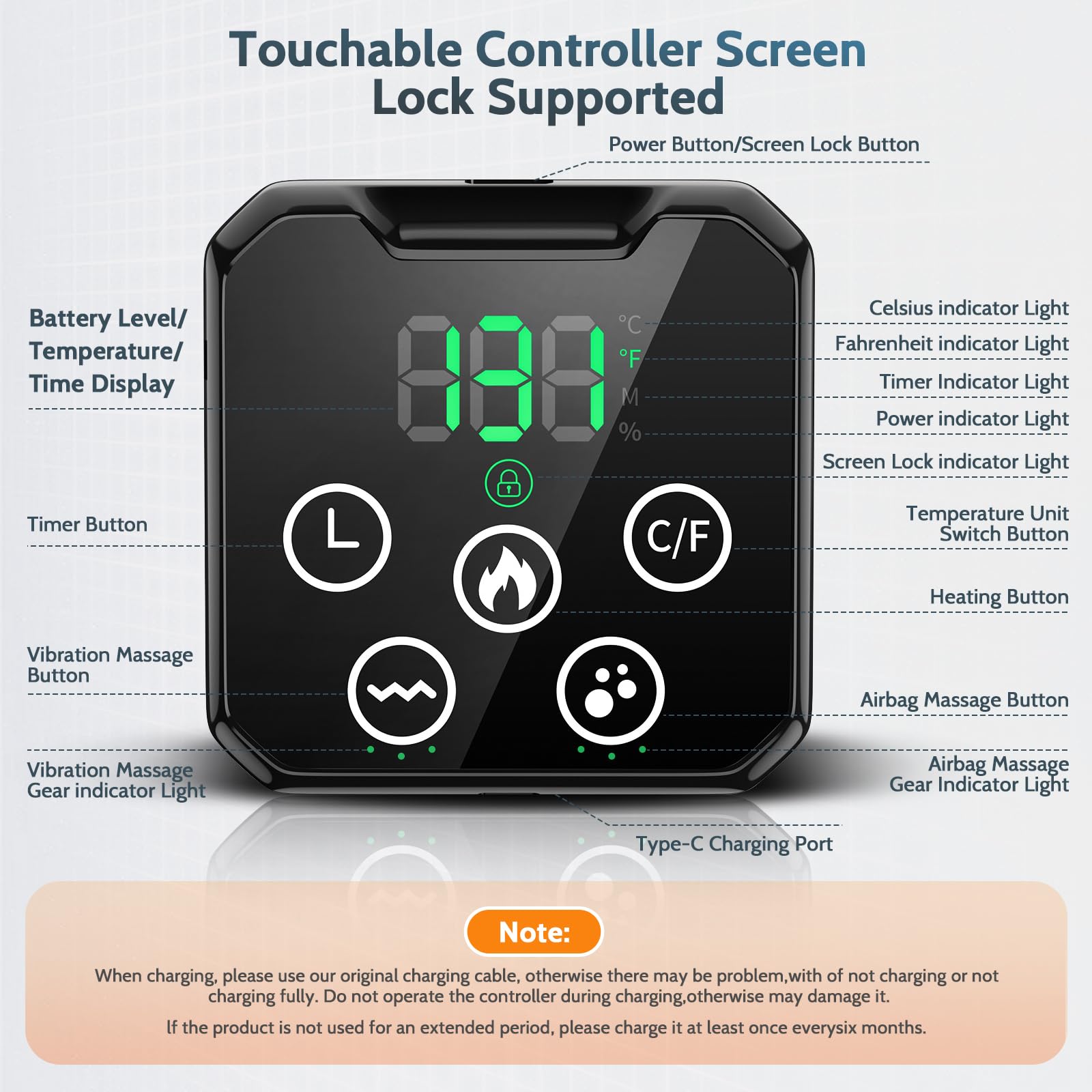 Connexion USB et autonomie intégrée du masseur Yincook pour massages sans fil.