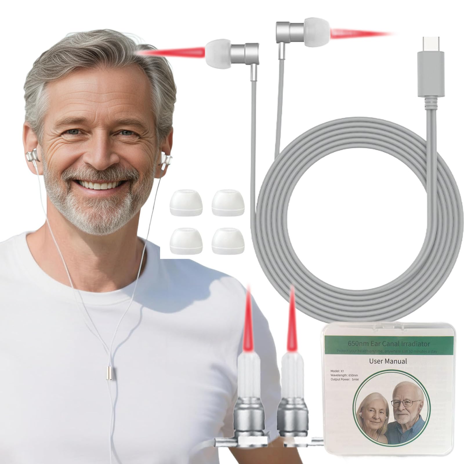 YINGPM thérapie lumière rouge pour oreilles, pratique après longues sessions d'écoute.