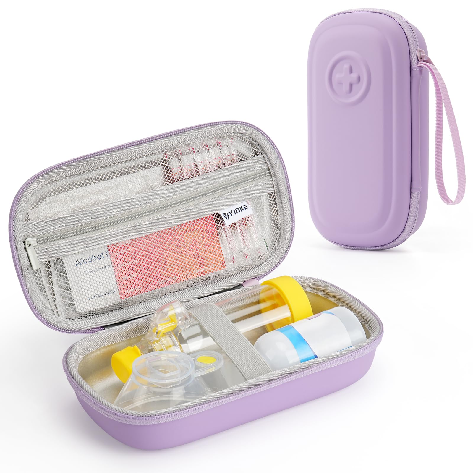 YINKECASE coffret inhalateur portable violet, rangement sûr et accessible.