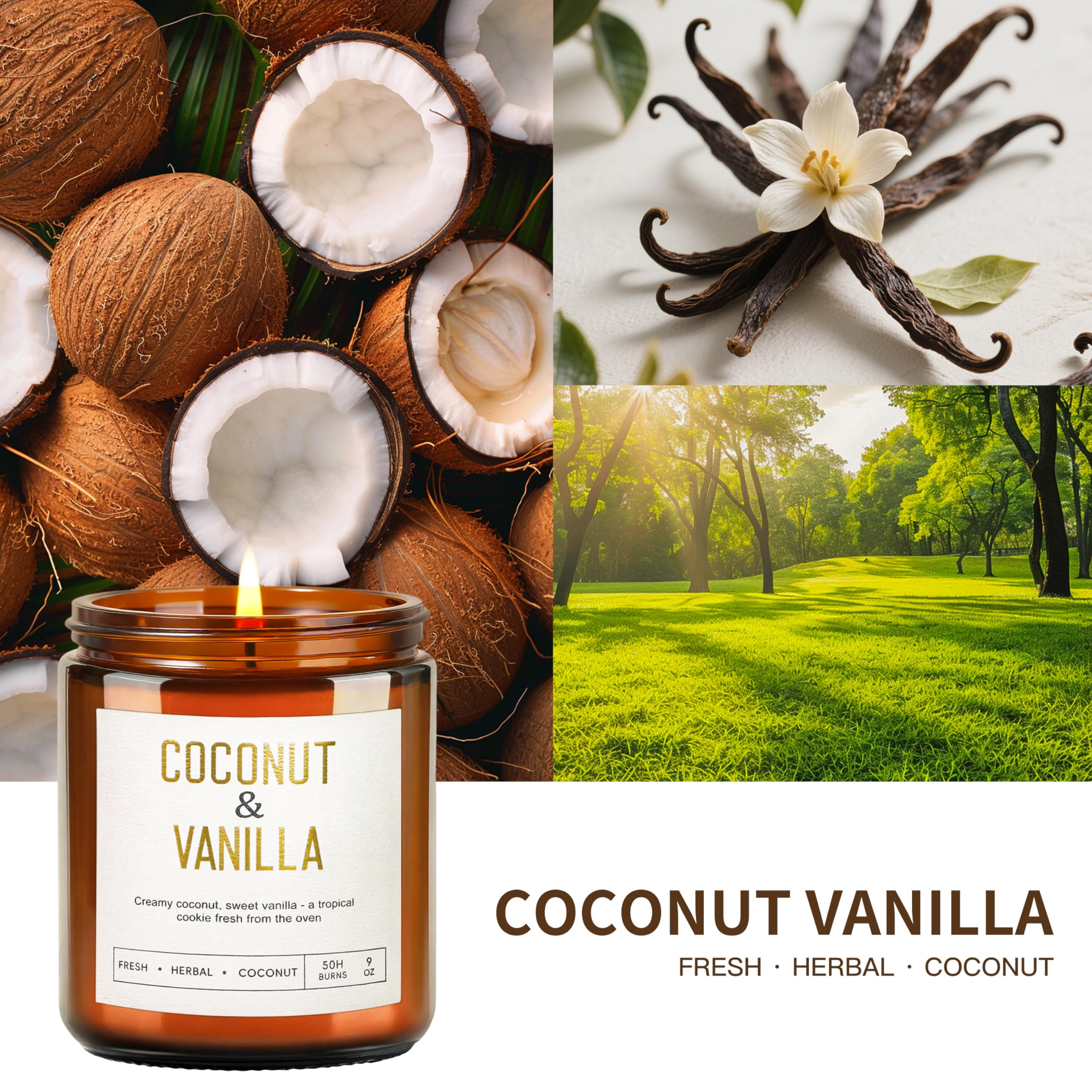 Bougie coco-vanille YINUO LIGHT, ambiance relaxante pour méditation.