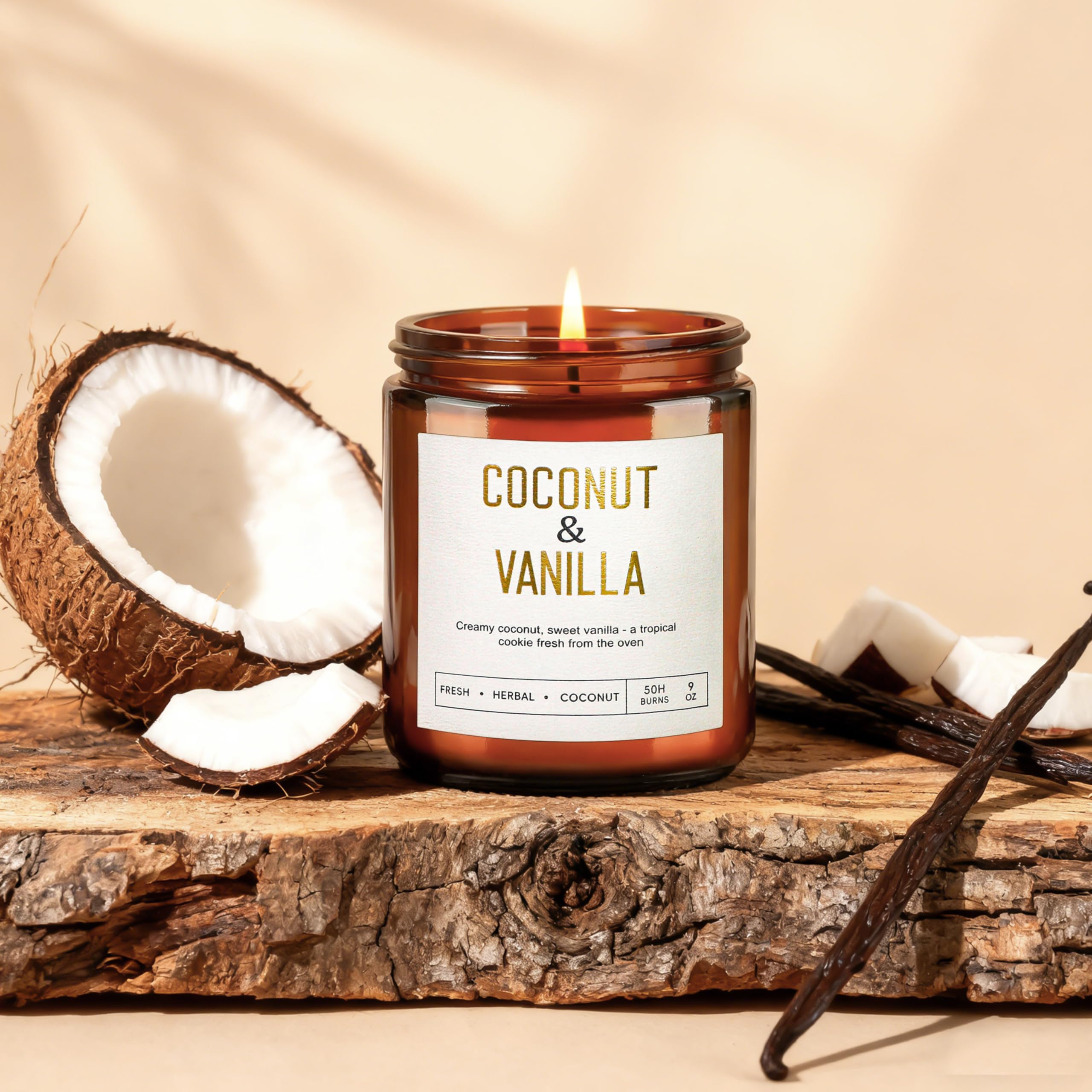Bougie parfumée coco-vanille YINUO LIGHT, idéale pour chambres et salons.