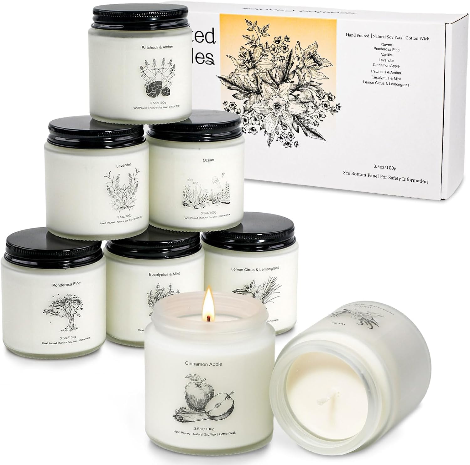 Bougie YINUO LIGHT Cannelle Pomme, ambiance chaleureuse et cosy pour soirée détente.