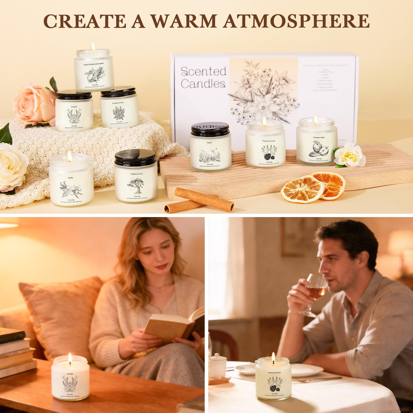 Bougie YINUO LIGHT Vanille, douceur enveloppante pour un moment de relaxation.