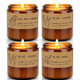 Bougies YINUO LIGHT – ensemble ambre lavande sauge, parfum durable pour ambiance chaleureuse.