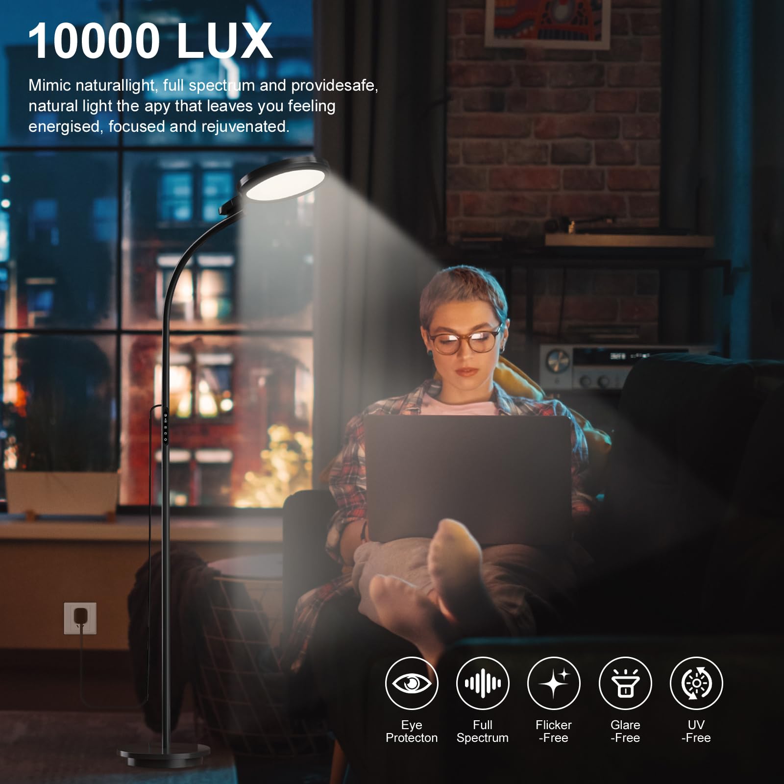 Lampe YKeluxon avec télécommande pour régler facilement l’éclairage.