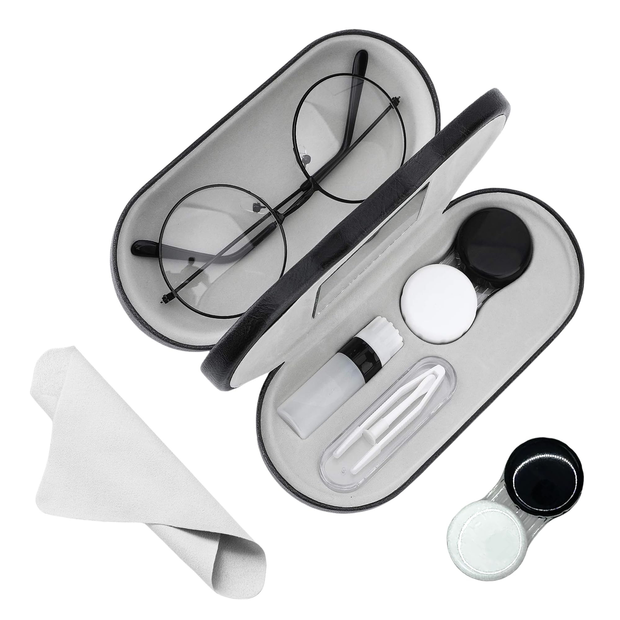 YKuzLx boîte lunettes et lentilles 2 en 1, rangement pratique lors de vos déplacements.