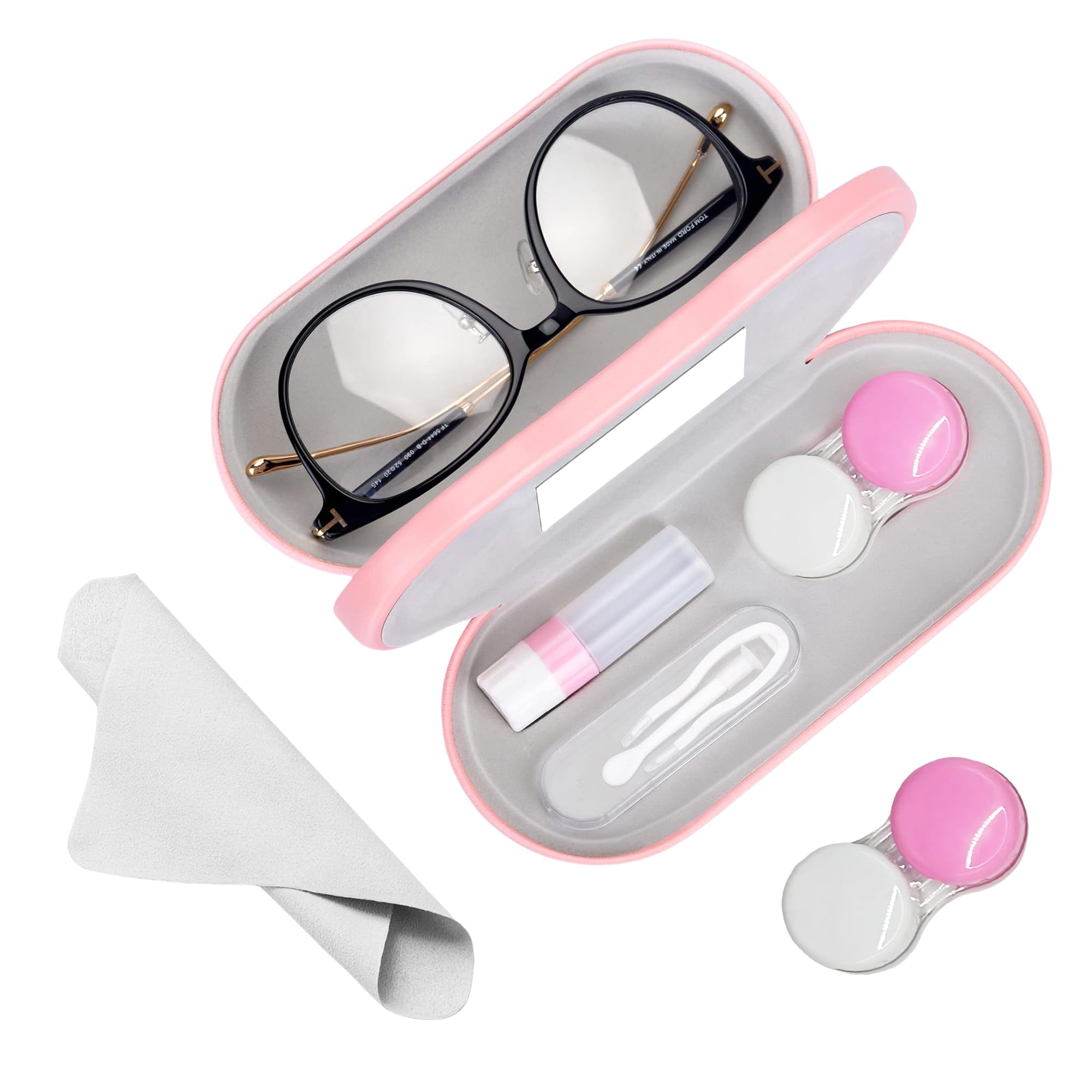 YKuzLx coffret lunettes et lentilles, rangement pratique en poche pour voyage et bureau.