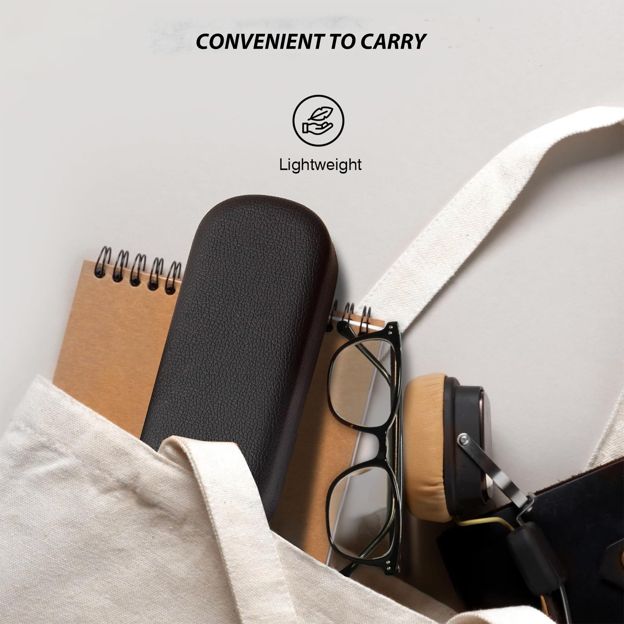 Etui compact noir durable avec intérieur doux et protection anti-rayures.