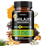 YMINGKJ Shilajit capsules dans boîte, énergie naturelle et bien-être au quotidien.