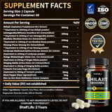 Capsules YMINGKJ Shilajit sans gluten, adaptées à divers régimes.