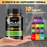 Capsules YMINGKJ Shilajit prêtes à être prises chaque jour.