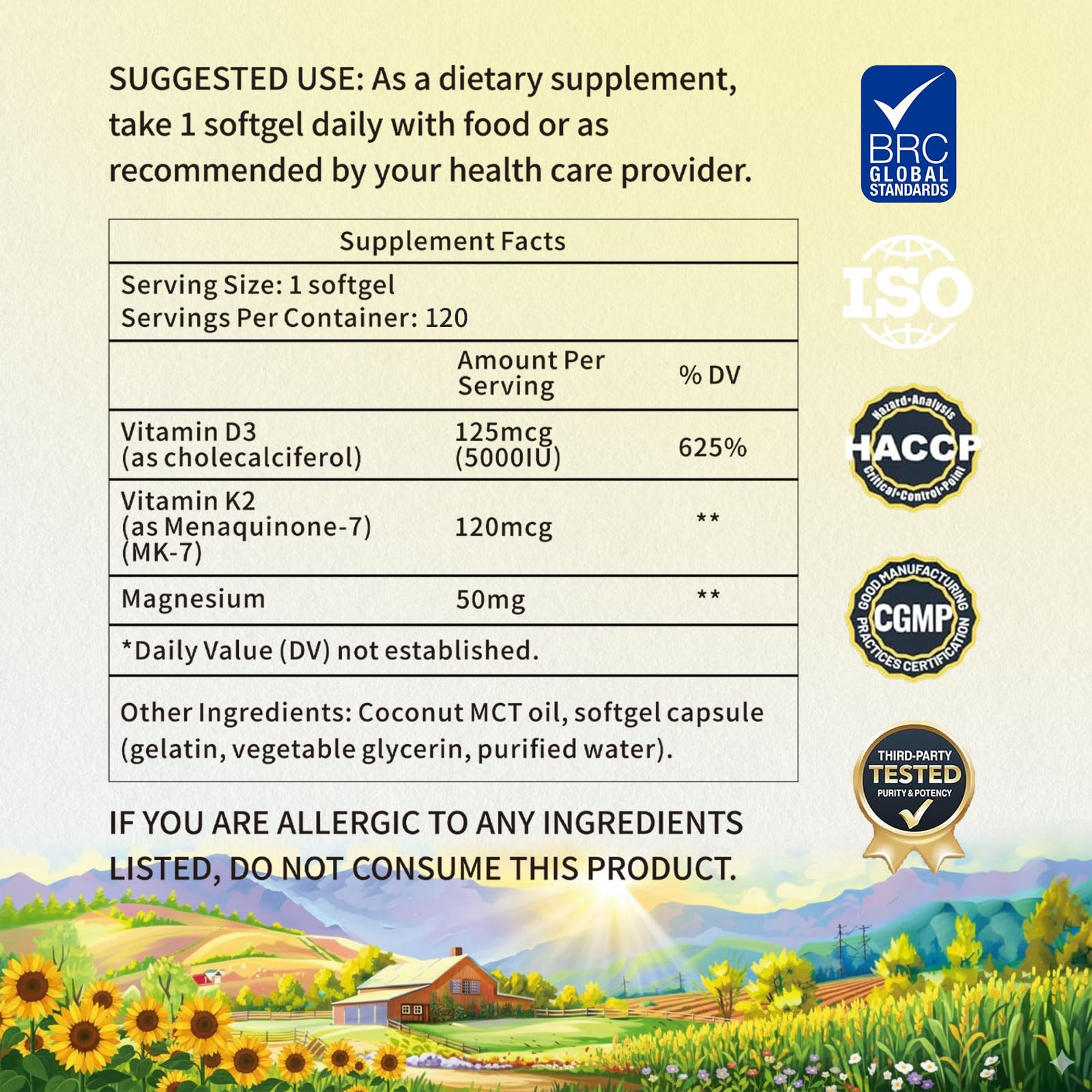 YMINGKJ vitamine D3 K2 - gélules: absorption améliorée avec MCT et magnésium.