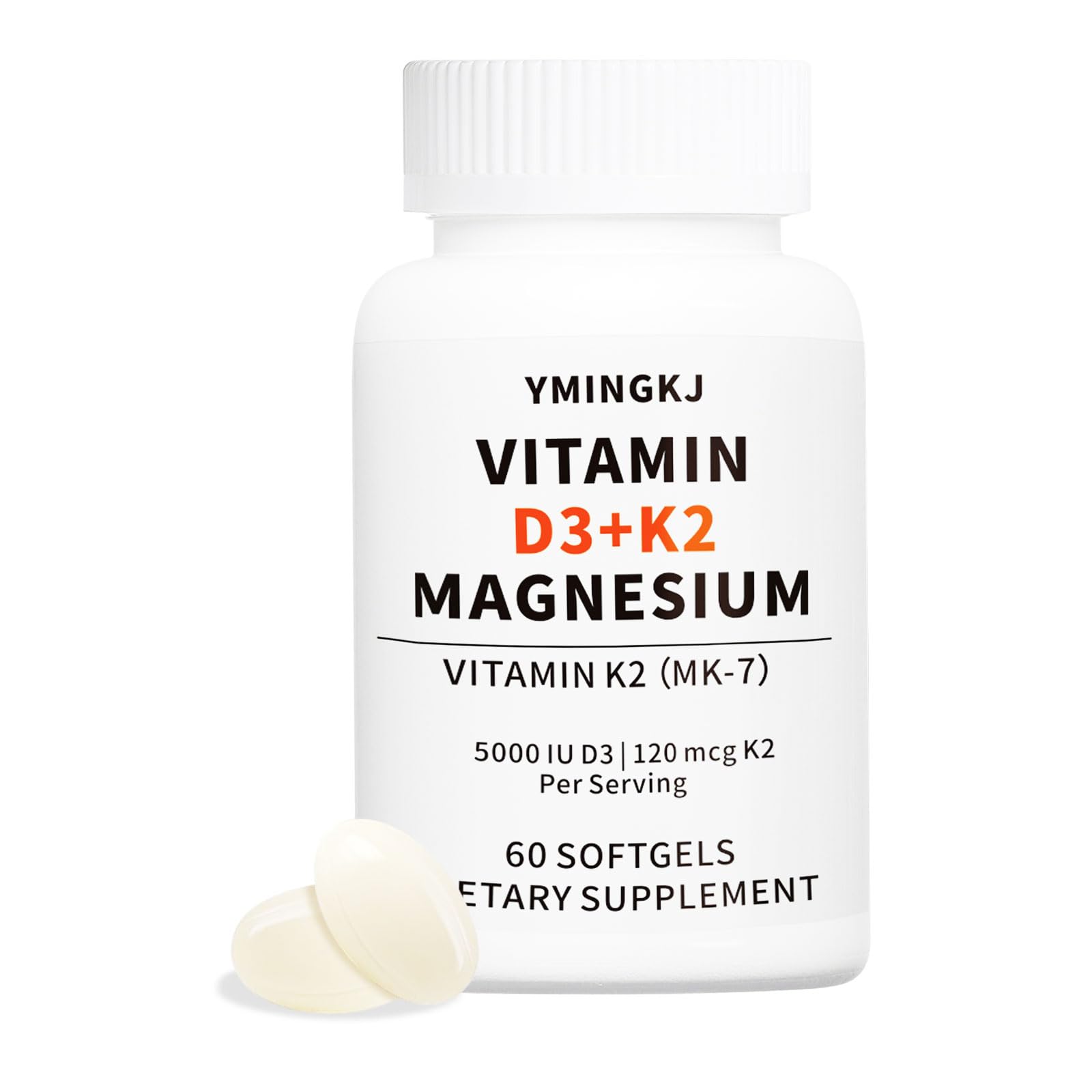 YMINGKJ D3 K2 bouteille et gélules, soutien densité osseuse potentiel