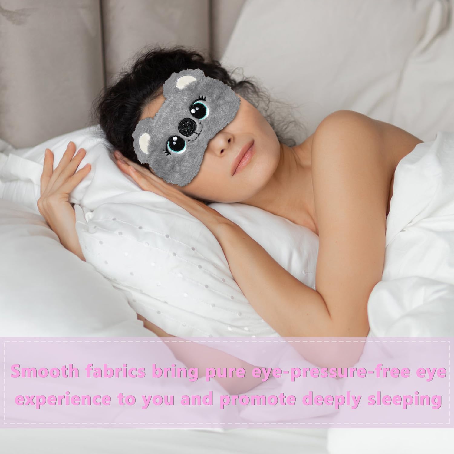 Dos en soie du masque Koala gris Ynaize, contact agréable sur la peau.