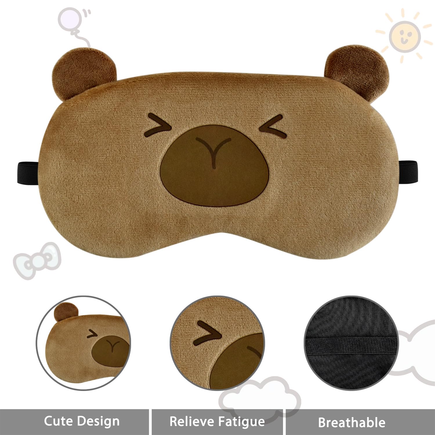 Masque Ynaize au design capybara pour une détente ludique et confortable.