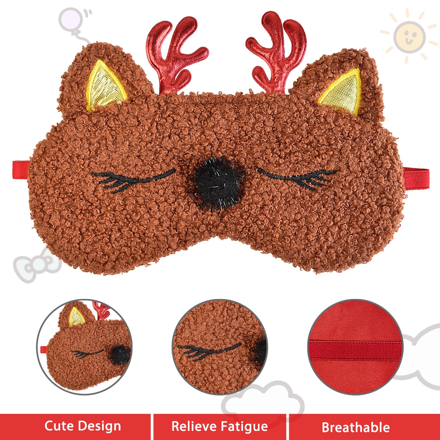 Masque Ynaize yeux design cartoon Renne, apporte amusement et détente.