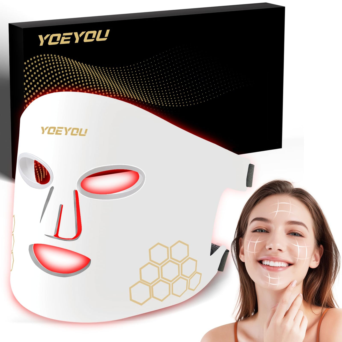 YOEYOU masque LED rouge visage pour revitalisation cutanée