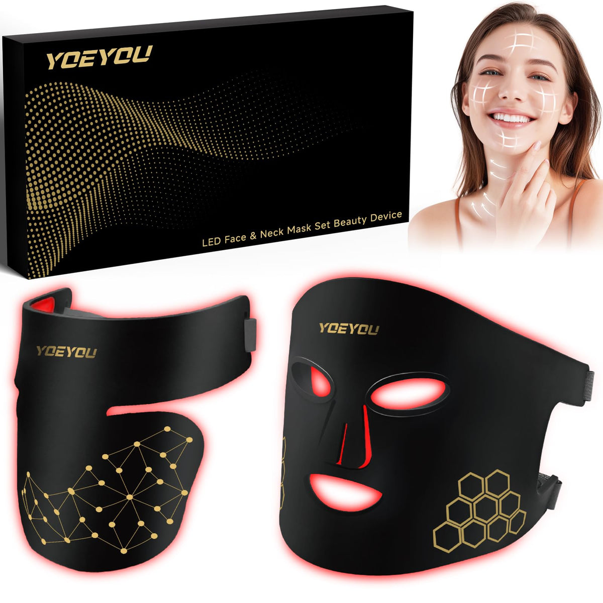 YOEYOU masque visage lumière rouge pour raffermir et éclairer le teint.