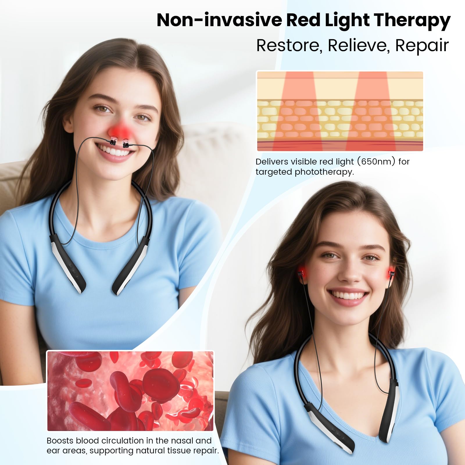 YOEYOU thérapie lumière rouge design collier, séance mains libres.