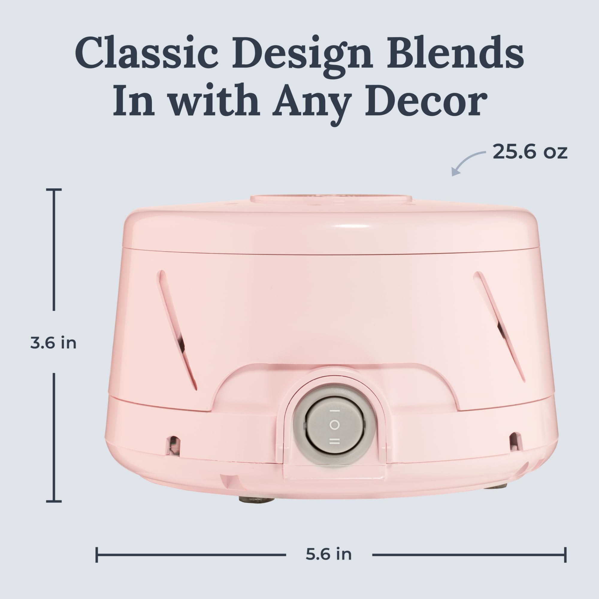 Yogasleep Dohm Classic rose, compact pour voyager et dormir ailleurs.