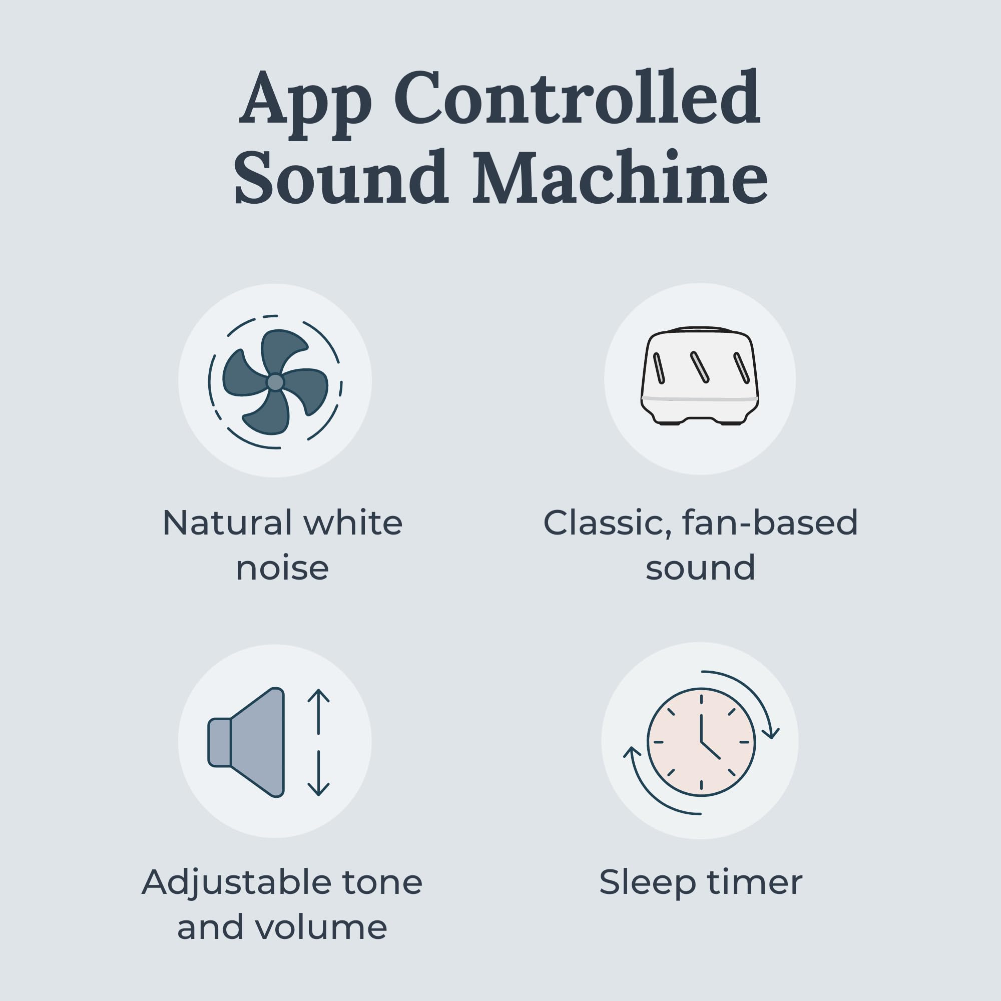 Yogasleep Dohm Connect – contrôle via application pour régler le volume à distance.
