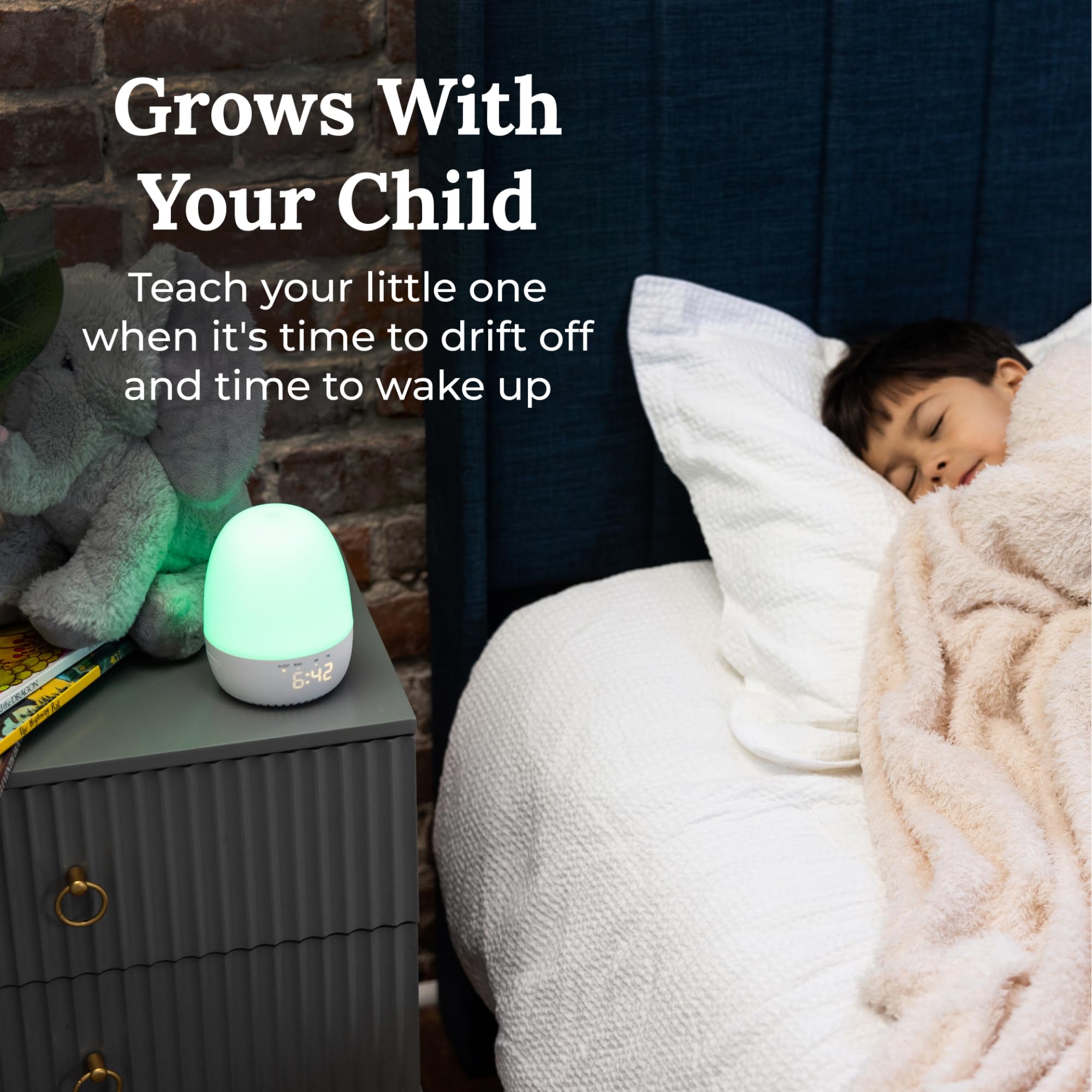 Yogasleep Light to Rise, réglage du volume pour personnaliser la routine nocturne.
