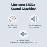 Yogasleep Marsona offre 8 sons de base pour créer une ambiance calme et propice au repos.