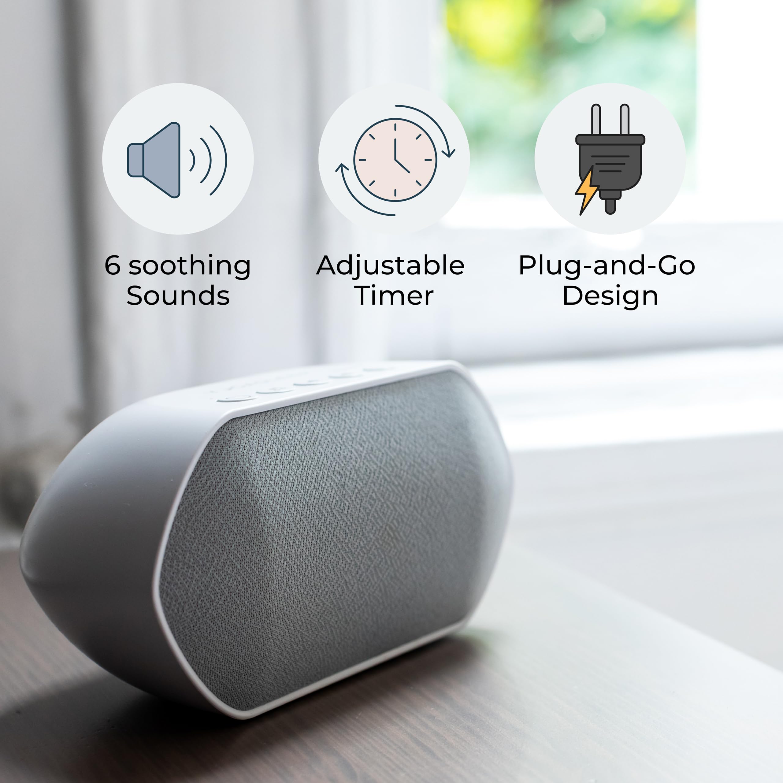 YOGASLEEP Soundcenter: design portable idéal pour voyager et créer une ambiance calme n'importe où.