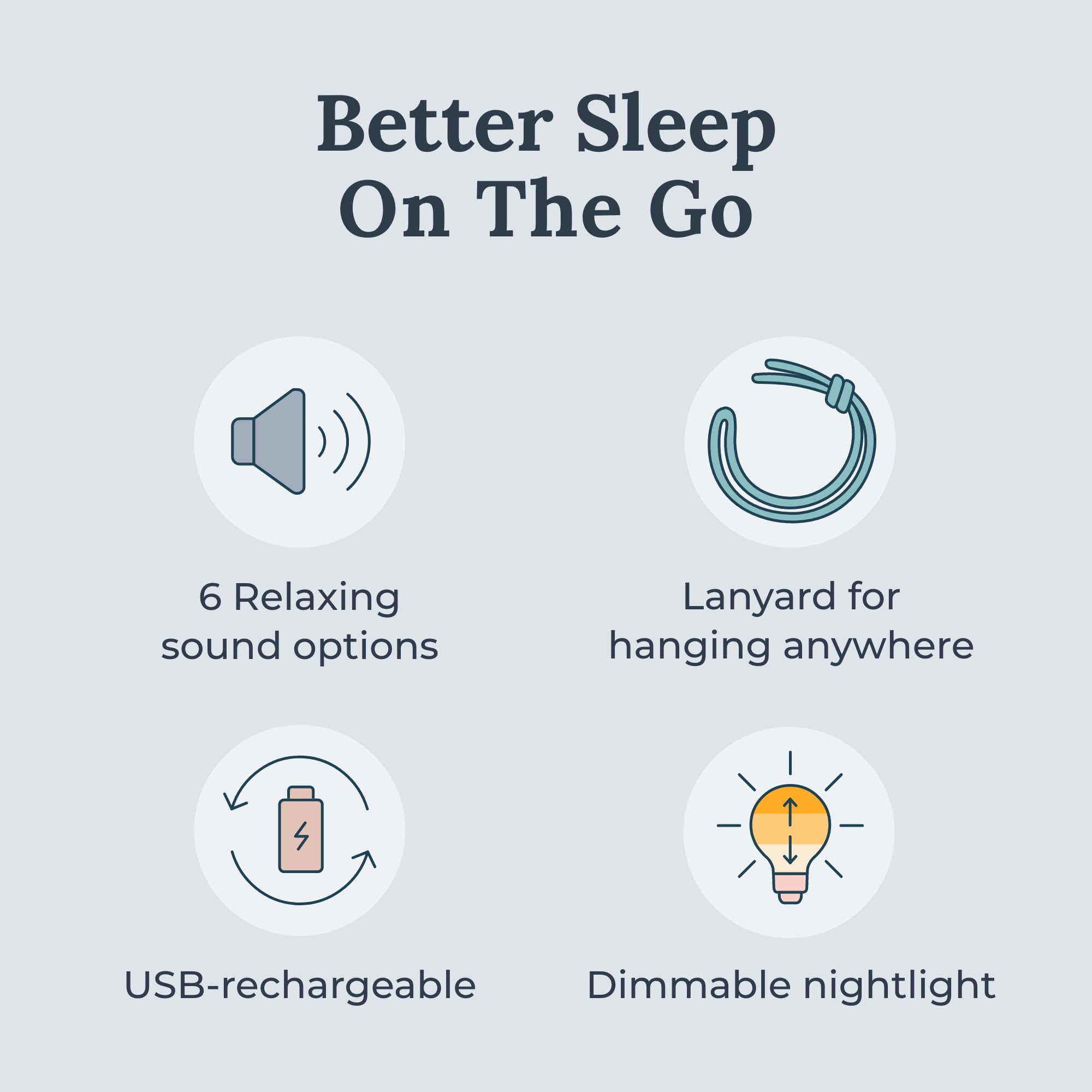 Yogasleep Travel Mini offre six sons apaisants pour le sommeil.