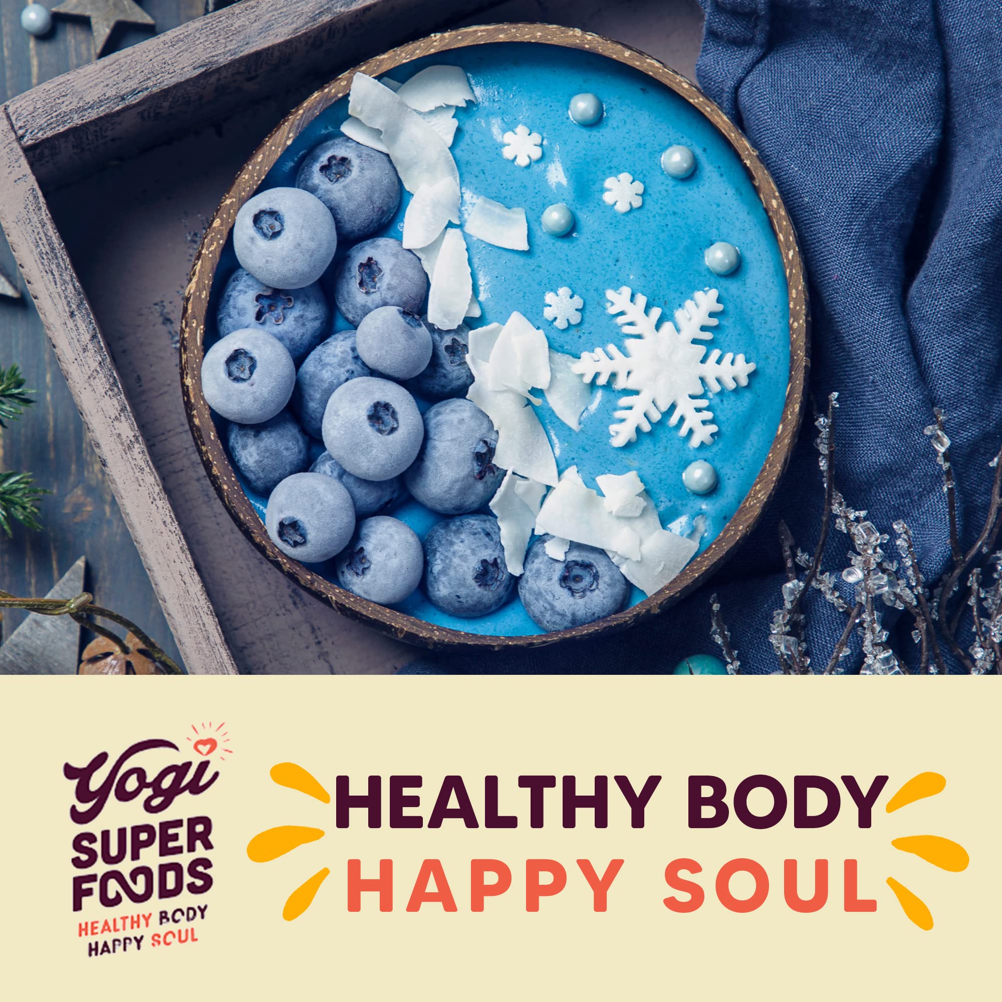 Colorant naturel Yogi Super Foods Spiruline Bleue pour pâtisserie.