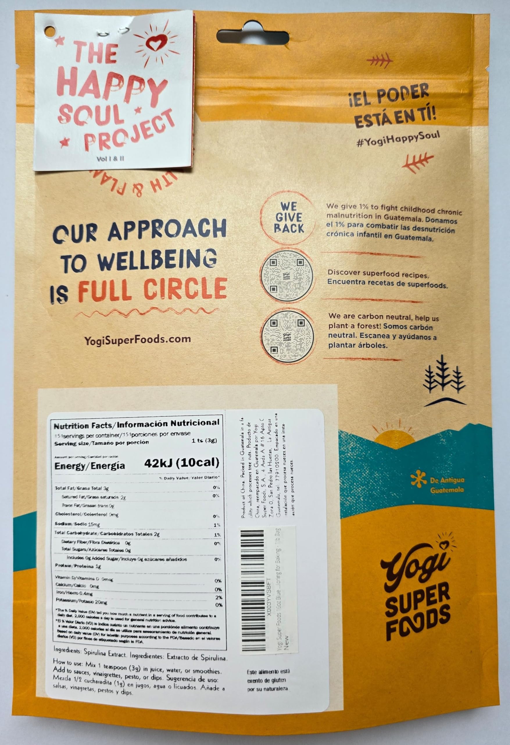 Poudre spiruline bleue de Yogi Super Foods pour pâtisserie saine et colorée.