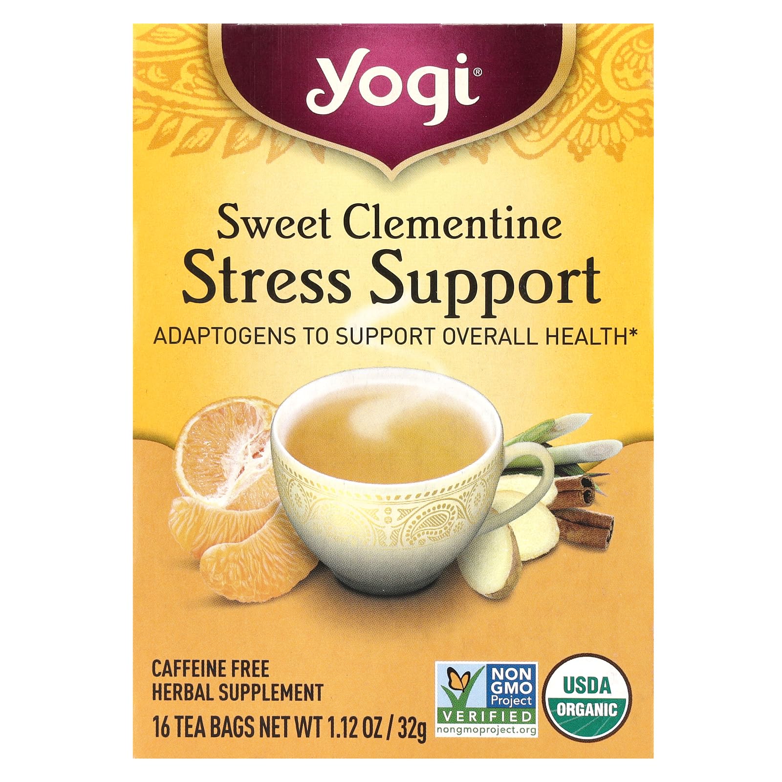 Boîte YOGI TEA Sweet Clementine prête pour une pause détente aromatique.