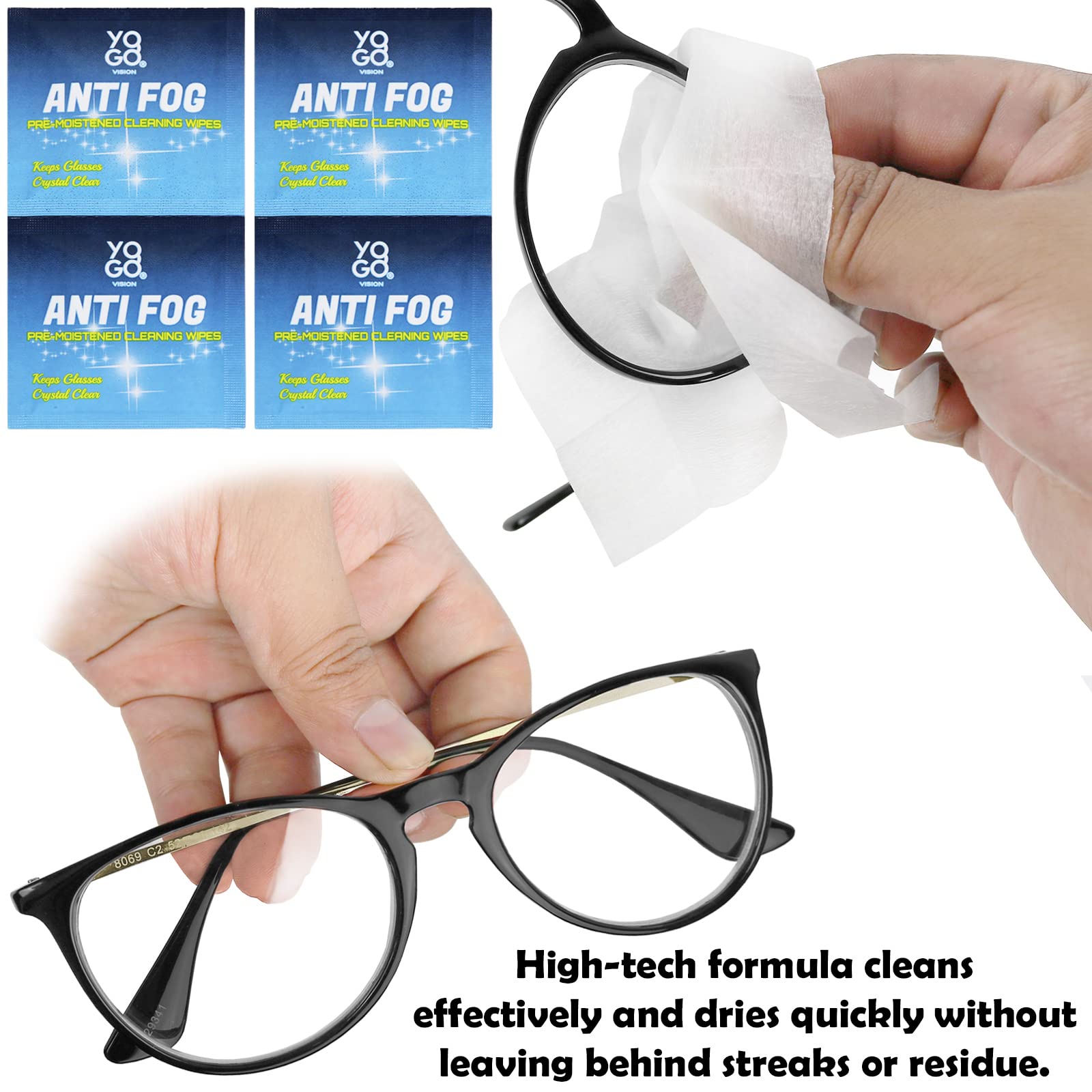 Lingettes antifog Yogo Vision pour écrans, clarifiant rapidement les surfaces numériques.