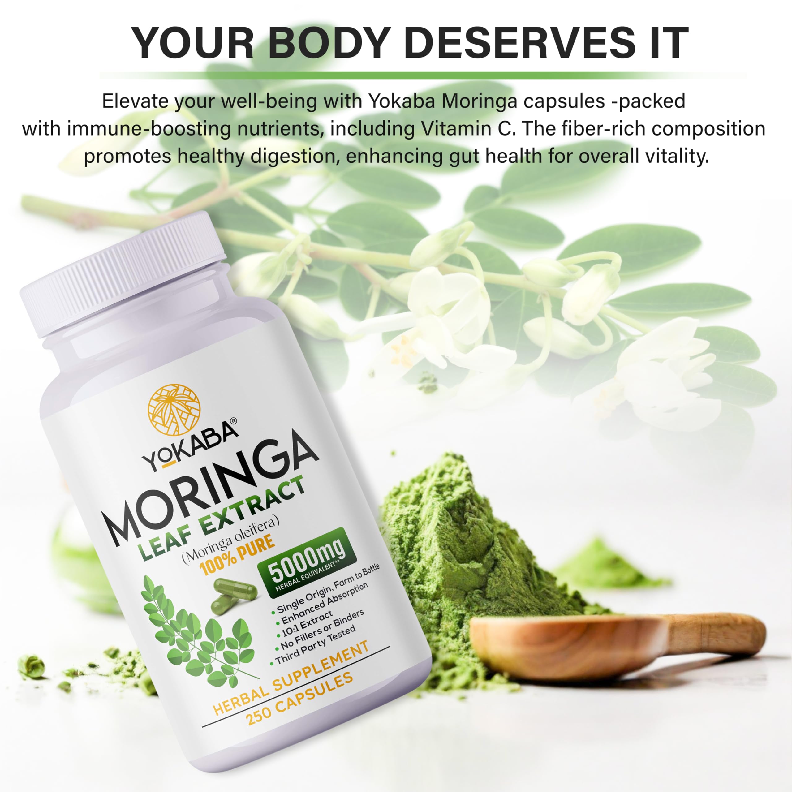 Yokaba digestion-equilibre-moringa: fibres favorisant un système digestif équilibré.