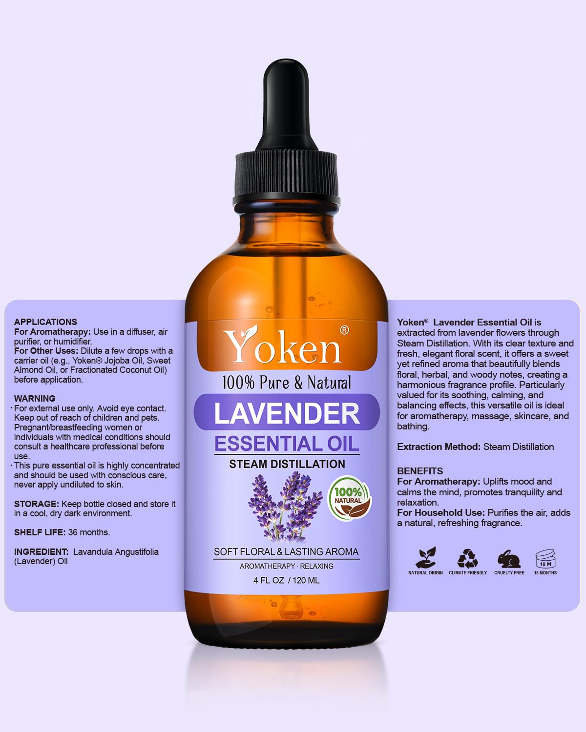 Application peau lavande Yoken, soin doux après dilution