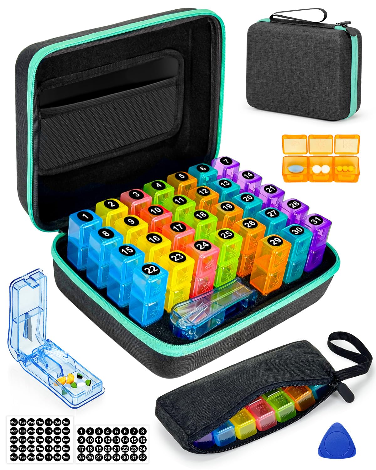 Yonlog planificateur-pilules-mensuel-3-fois-portable: design compact et pratique pour voyager.