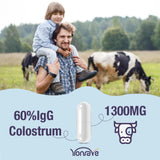 Yonrave Colostrum Bovin bouteille de 60 capsules, pureté et sécurité garanties.