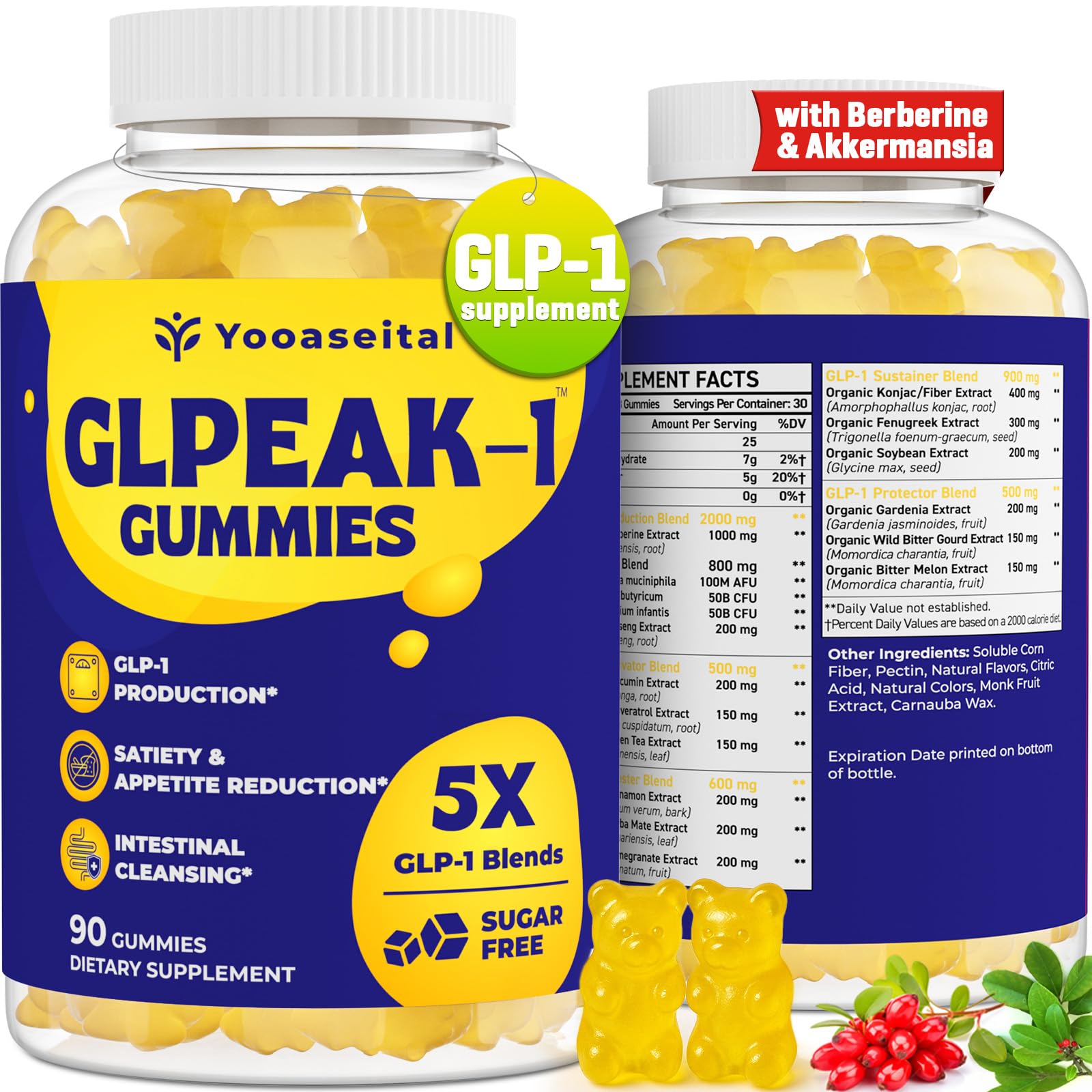Gommes GLP-1 Yooaseital en boite, soutien potentiel du métabolisme quotidien.