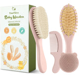 Yoofoss brosse bébé en bois naturel et poils de chèvre ultra doux