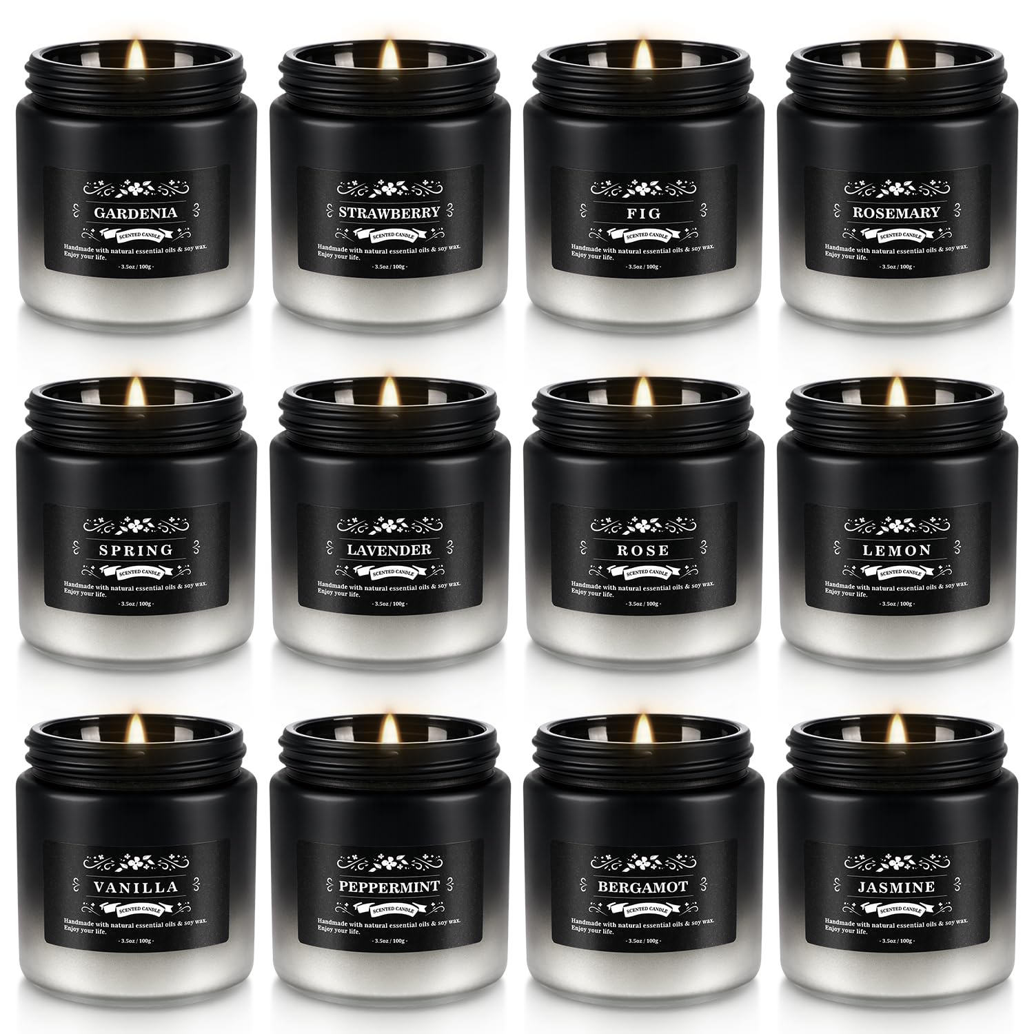 Bougies parfumées YOROXRG – ensemble cadeau 12 pots etain pour ambiance voyage.
