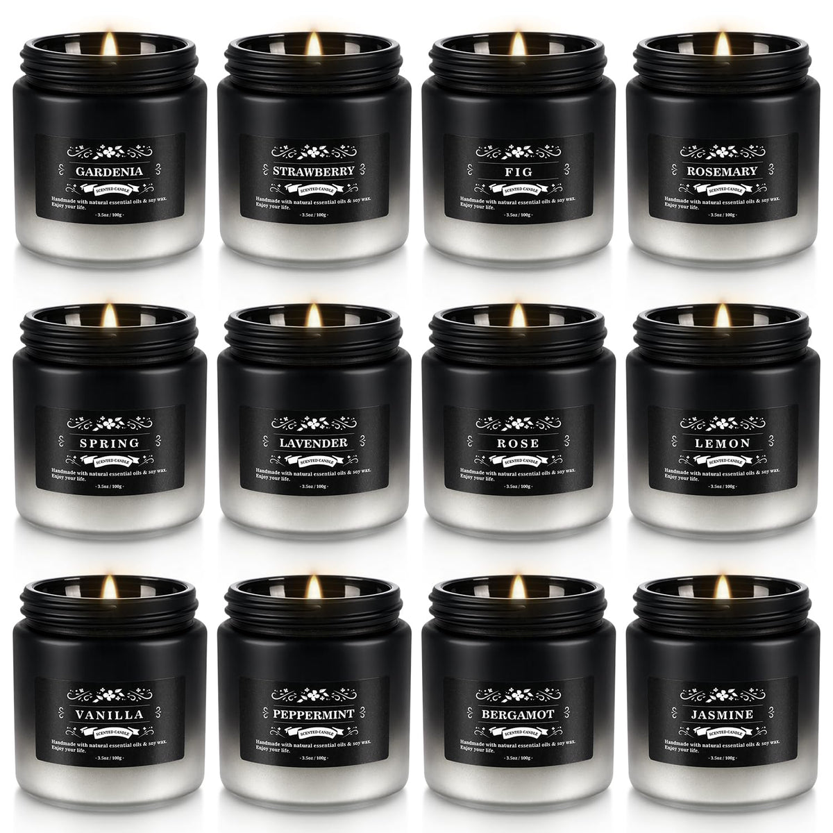 Bougies parfumées YOROXRG – ensemble cadeau 12 pots etain pour ambiance voyage.