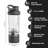 YouCanPlato Shaker avec compartiment pilules/calcium pour déplacements
