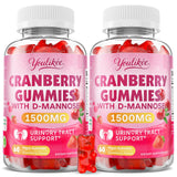 Youlikee gommes Cranberry vegan D‑Mannose dans sa boîte, saveur fraise agréable.