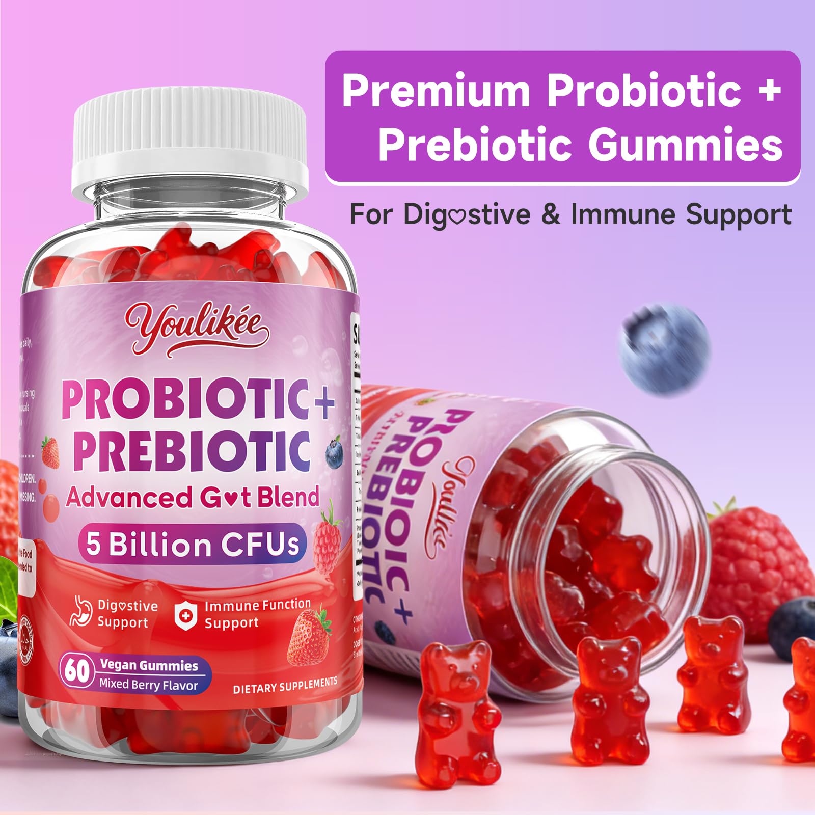 Youlikee gummies-vegan-sans-gluten-sans-sucres, adapté à divers régimes.