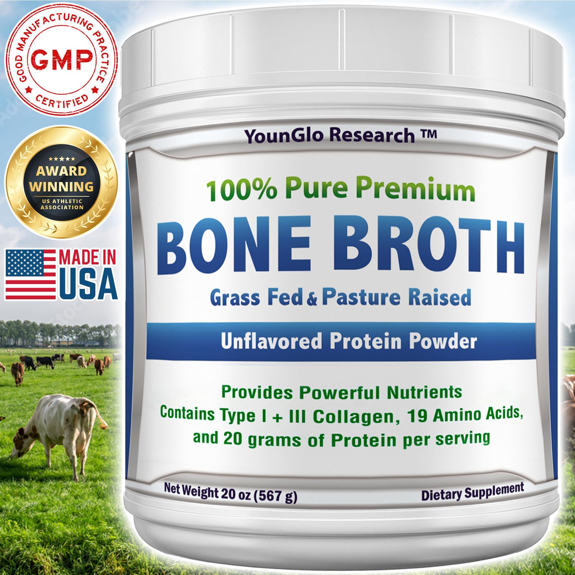 Poudre bouillon boeuf avec doseur intégré YounGlo Research