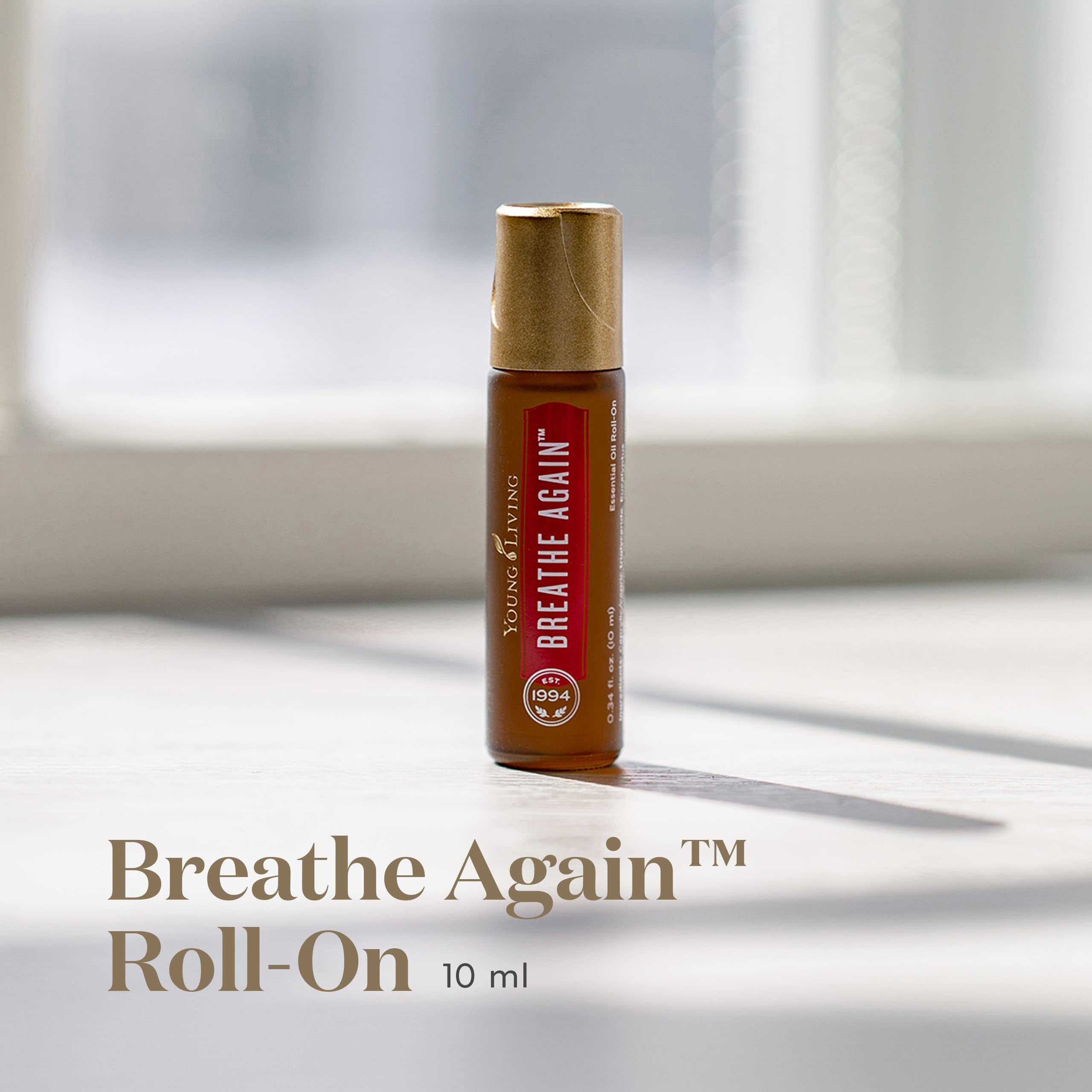 Young Living Breathe Again en application roulée, pratique à emporter.