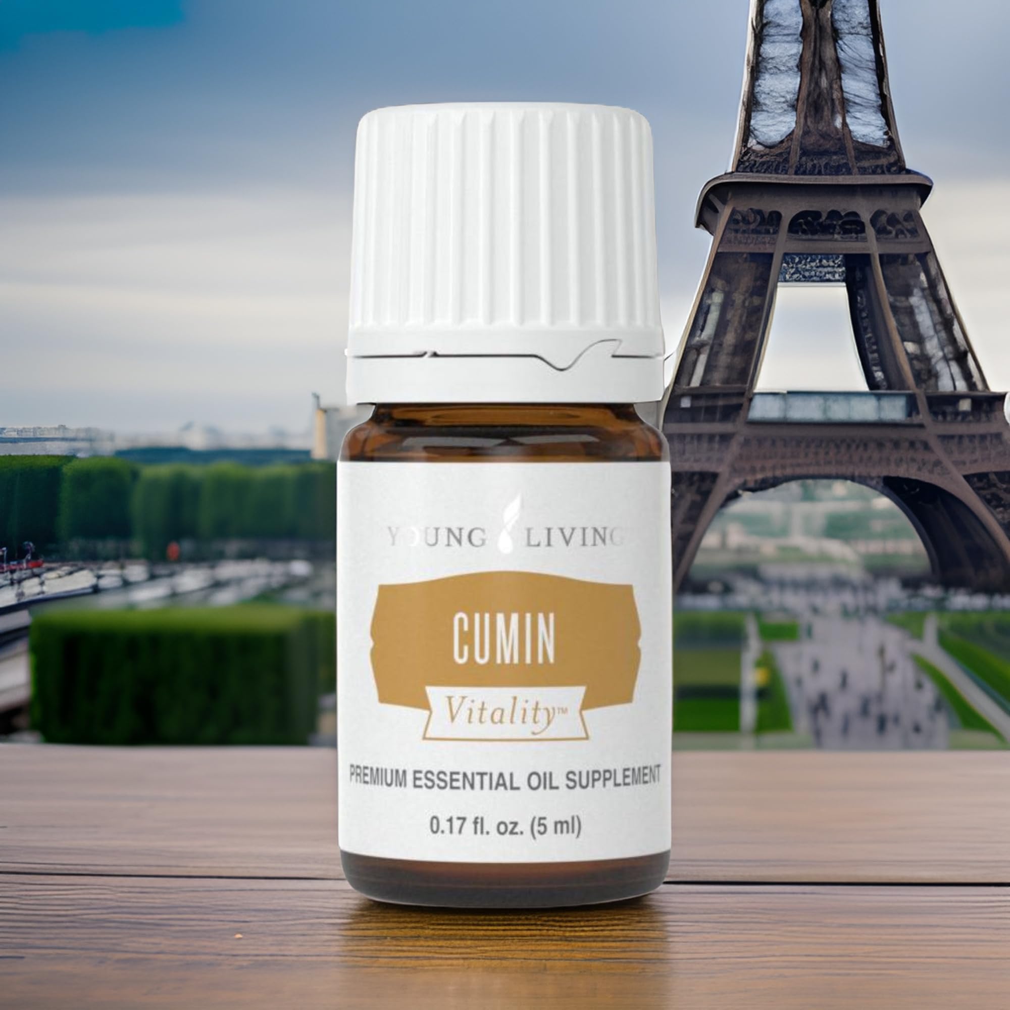 Assiette décorée d'épice terreuse avec huile Cumin Vitality — saveur chaude et aromatique.