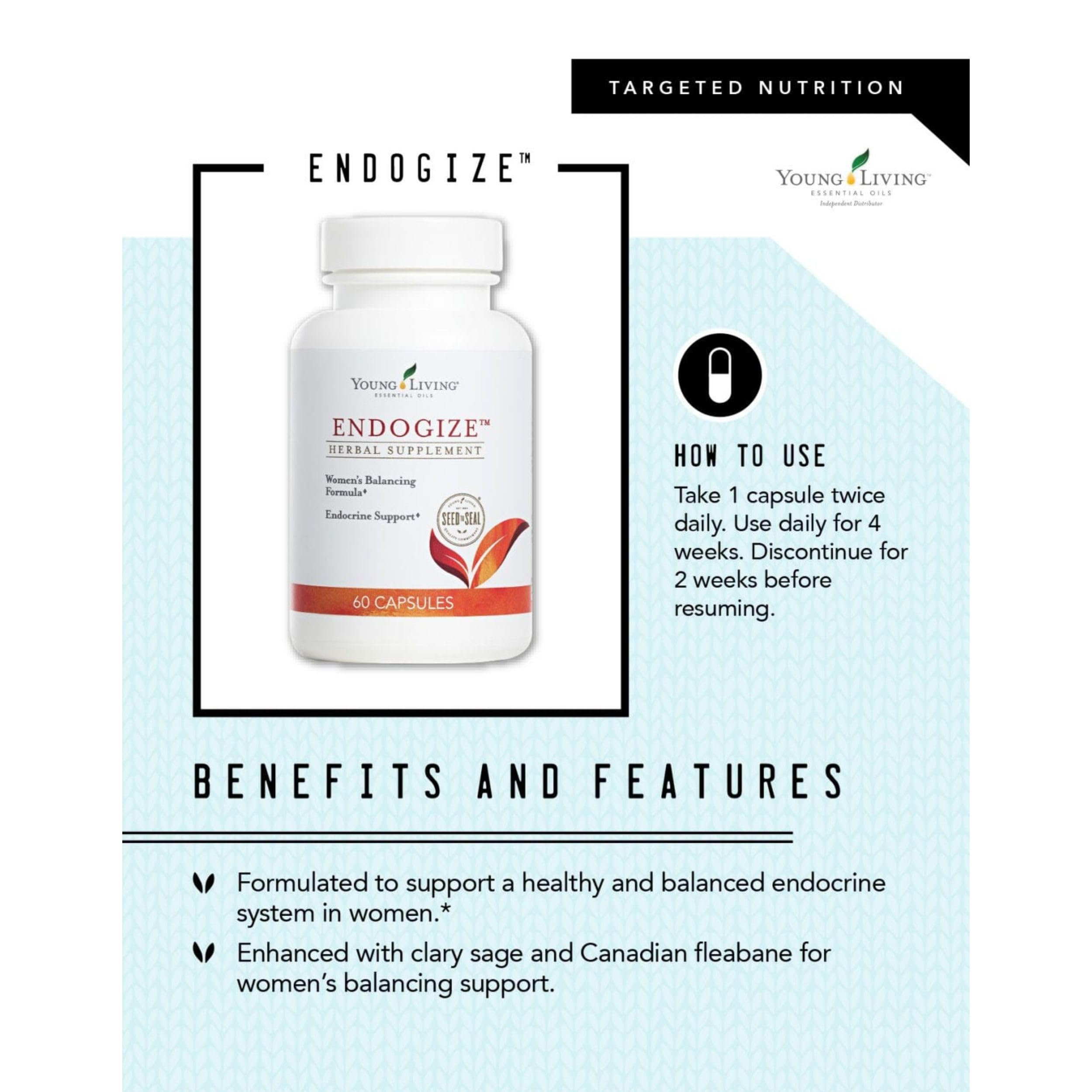 Young Living EndoGize – Emballage pratique pour l'utilisation quotidienne.