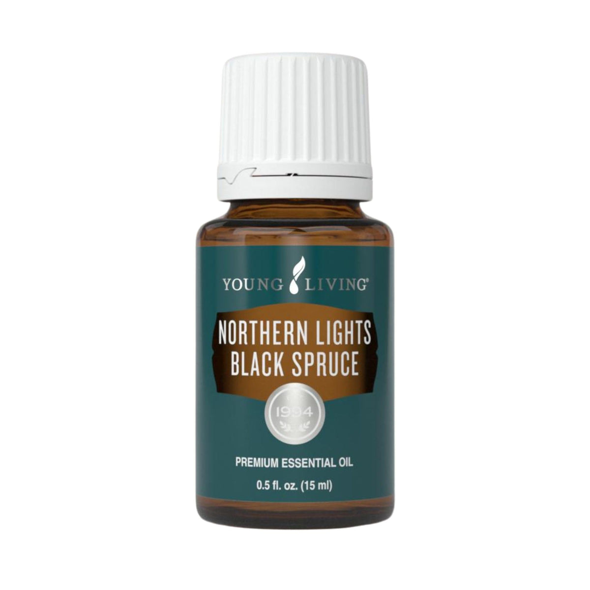 Young Living Épinette Noire des Lumières du Nord – Bouteille 15 ml, arôme clair et pur pour fraîcheur.