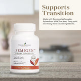 Bouteille FemiGen Young Living ouverte, consommation simple et rapide.
